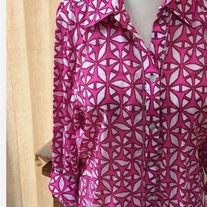 Chico's Pink Geometric Button Down Shirt